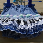 【訳ありsale】フリルブルマ＜見せブルマ-90size-＞=デニム風生地 ボンボン=