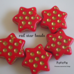 red *gold 六芒星  チェコビーズ 4個