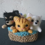 ＊hinasaku  様　オーダー商品 　2匹のわんちゃん＆ねこちゃん花籠 ＊ 