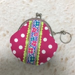 ピンクのお花テープ＊丸型がま口