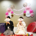 【選べる4色】JUST MARRIED 結婚式 特大ペーパーファン ガーランド パーティーセット 20点