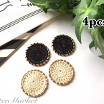 4個入り（2ペアずつ）選べるカラー★レース編み円形パーツ（30mm）ブラック完売！