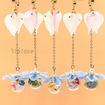 オープンセール【新作 5色選べる】梅雨 紫陽花 夏 花びら イヤリング カスミ UV レジン アレルギー対応 花火 シフォン蝶 花嫁さん アクセサリー 森ガール  ガラスドーム ドライフラワー  海 