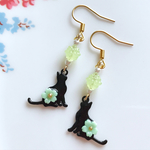 *緑*黒にゃんこ★金平糖ピアス/イヤリング♡