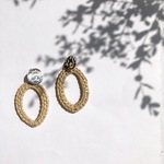 metal×rattan hoop earring