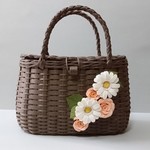 「送料込み」お花のかごバッグ(ダークブラウン)