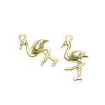 新作【2個入り】フラミンゴ Flamingoモチーフマッドゴールドチャーム、パーツ
