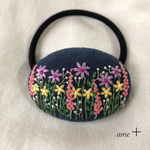 お花畑 刺繍ヘアゴム5.5 ブローチへ変更可能☆