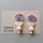 peach×milk刺繍ピアス