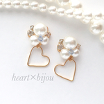 ［ライトブルー］パステルビジューとハート♡ピアス イヤリング 結婚式 ウェディング