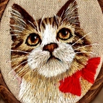 刺繍で似顔絵　顔だけ　手のひらサイズの額
