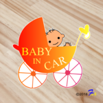Baby In CAR④ プリントステッカー レッド&イエロー