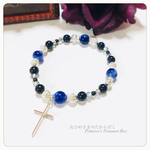 Jade × Blue Sandstone † シルバークロスを付けたゴシックブレスレット