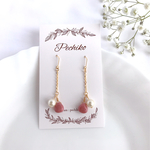 《sale♪》マロンカットの天然石とパールのピアス(イヤリング/ノンホールピアス)