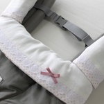 ベルト＆首回りパッドセット（エルゴ*エルゴアダプト用）ホワイト＆ピンクドット
