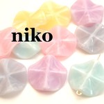 【10個】ウェーブ花形ビーズ✿5色setパステル