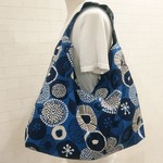 ワンハンドルトートバッグ 花いっぱい ネイビー 