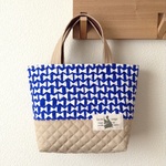 キルティングdeトートバッグ ＃044【リボンblue × beige】
