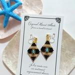 ★Black★ターコイズ★ノンホールピアス★