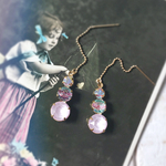 ヴィンテージチェコグラスのカボションピアス  -Iris ans Rose poudre-