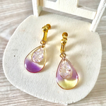🆕しずくのイヤリング イエロー×パープル A