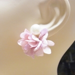 ピアスキャッチ 紫陽花 　加工用３点セットパーツ　ラベンダーピンク