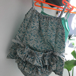 80㎝＊ブルー花柄キャミ&フリルブルマセット＊