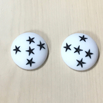VINTAGE WHITE BLACK STAR ROUND CABOCHONS