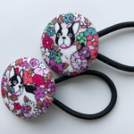 SALE いぬのくるみボタンのヘアゴム ピンク 