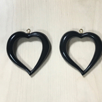 VINTAGE BLACK HEART FLAME CHARM PARTS