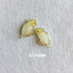 手描きピアス☆オカメインコ（ルチノー）