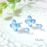 紫陽花と雫（2wayフックピアス）