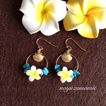 ∴Plumeria＆ターコイズ&shell∵ピアス【771】E