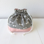 gray ribbon×light pink＊お弁当袋