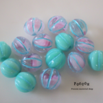  8mm turquoise & pink *blue  メロン チェコビーズ 10個
