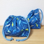 【限定】海のなかまたち♪サメ・クジラ　お弁当袋&コップ袋