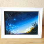 油絵原画『夜空の境目』　額縁付き
