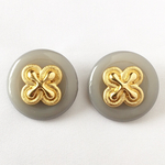 【2個】30mm ヴィンテージボタン  グレーno.2