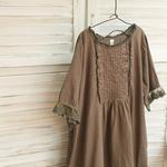 【受注製作】ロング・天然綿麻生地 ワンピース BC3382