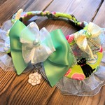 犬・猫首輪　29～31　cocoちゃんリボンチョーカー　現品限り！薔薇猫・グリーン・プリンセス