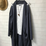 限定1点::sale20％off:::シンプルゆったりガウンカーディガン:: ブルーグレー¥6300➡︎¥5040
