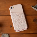 一枚革スマホカバー　カードケース付（花柄）iPhone5/5s SE用