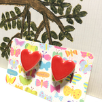 ハート型ポップカラーイヤリング♡赤色