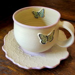 下永久美子 蝶々のコーヒーカップ