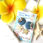 2way＊デニムとプルメリアの夏ピアス