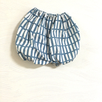 北欧風 デニム調ブルー 四角 かぼちゃパンツ