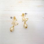miyu-106106様　コットンパールとバタフライ・ピアス