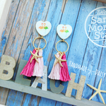 【1点もの】shell♡Heart tasselピアス(flamingo②)
