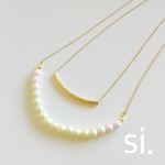 上品パールとゴールドパイプのバイカラーネックレス♩【white/lemon】