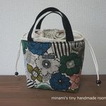 再３♡　※生地廃盤につき最終　洗える！保冷お弁当用トートバッグ　オリエンタルフラワー柄　北欧風　大人可愛い